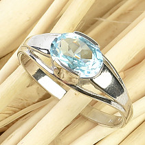 Modrý topaz oválný prsten Ag 925/1000 brus