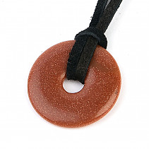 Avanturin synthetic pendant donut on leather 19mm