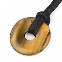 Tiger eye donut pendant on leather 19mm