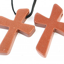 Cross aventurine synthetic pendant on leather
