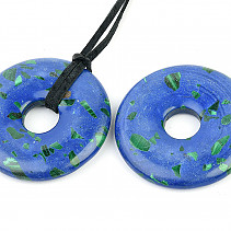 Donut azuromalachite (artificial) pendant on leather 40mm