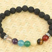 Lava stone and chakra stones bracelet beads 8mm