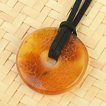 Donut Amber Pendant on Leather (1.9g)