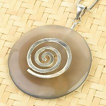 Donut agate pendant with spiral Ag 925/1000 (12.3g)