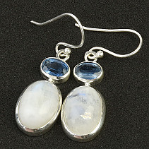 Moonstone with disten oval earrings Ag 925/1000 7.1g