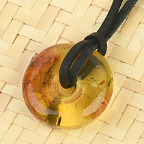 Donut Amber Pendant on Leather (2.1g)