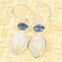 Moonstone with disten oval earrings Ag 925/1000 6.5g