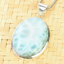 Silver pendant with larimar large oval Ag 925/1000 13.5g