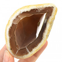 Light brown agate geode with cavity 154 g