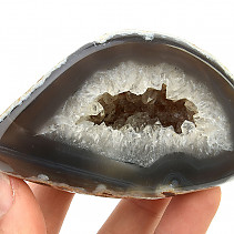 Brown-white agate geode with cavity 241 g