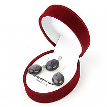 Star sapphire jewelry set in a velvet box Ag 925/1000
