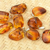 Amber pendant smooth drum handle Ag 925/1000