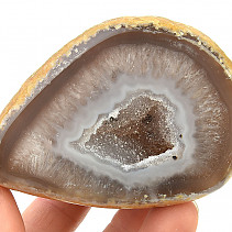 Brown-white agate geode with cavity 212 g