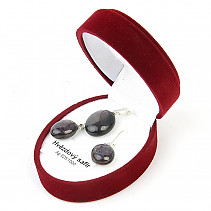 Star sapphire jewelry set in a velvet box Ag 925/1000
