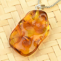 Amber irregular pendant, handle Ag 925/1000 (1.8 g)