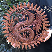Čínský drak ve slunci vyřezávaný reliéf 50cm