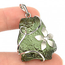 Moldavite pendant with silver Ag 925/1000 11.4g Chlum