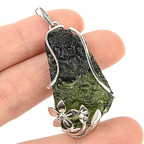 Moldavite pendant with silver Ag 925/1000 13.4g Chlum