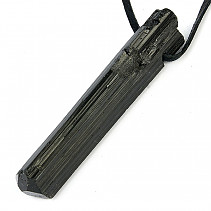 Black tourmaline crystal pendant on black leather 18g