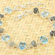Diamond, topaz bracelet Ag 925/1000 18.0 g