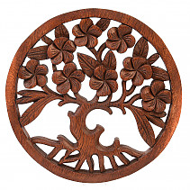 Tree of life with flowers carved relief 20cm