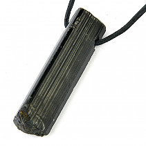 Tourmaline black crystal pendant on black leather