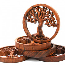 Tree of life wood carved relief 15cm