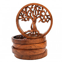Tree of life with leaves wood carved relief 15cm