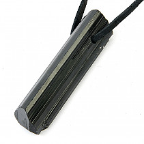 Tourmaline black crystal pendant on black leather 10g