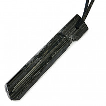 Tourmaline black crystal pendant on black leather 19g