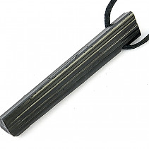 Black tourmaline crystal pendant on black leather 9g