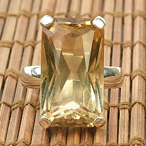 Citrín prsten obdélník brus Ag 925/1000 stříbro 9,6 g (vel.56)