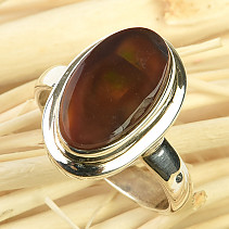 Fire agate ring Ag 925/1000 5.9g size 55