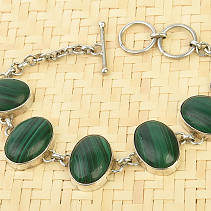 Malachite bracelet oval silver Ag 925/1000 25.3g