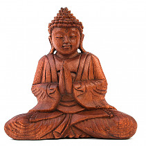 Praying Buddha wood carving (Indonesia) 20cm
