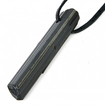 Tourmaline black crystal pendant on black leather 8g