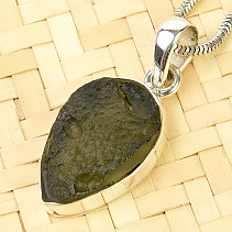 Moldavite drop pendant with rim Ag 925/1000 2.4g