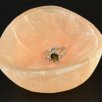 Orange selenite bowl, triangular, approx. 8 cm