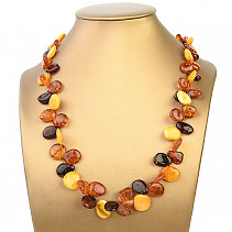 Amber necklace flat drops mix 56cm