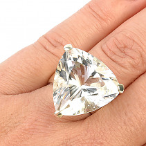 Ring large cut crystal trigon Ag 925/1000 12.2g size 57
