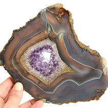 Large agate slice with amethyst (Brazil) 558g