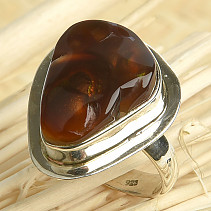 Fire agate silver ring Ag 925/1000 8.0g size 55