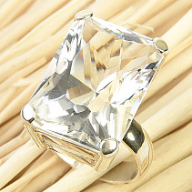Ring large cut crystal Ag 925/1000 10.7g size 52