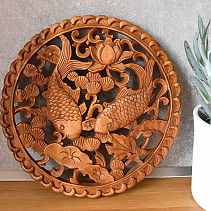 Koi carp circular relief wood 30cm