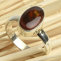 Fire agate silver ring Ag 925/1000 3.9g size 58