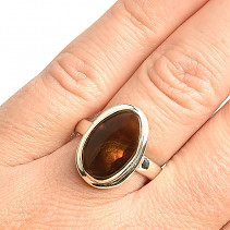 Ohnivý achát stříbrný prsten Ag 925/1000 6,3g vel.58