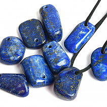 Lapis lazuli pendant irregular shape on leather
