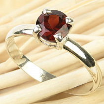 Garnet ring round cut Ag 925/1000 2.5g size 59
