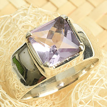 Ring amethyst cut square size 55 Ag 925/1000 7.3g