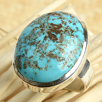 Turquoise ring larger oval Ag 925/1000 13.4g size 58